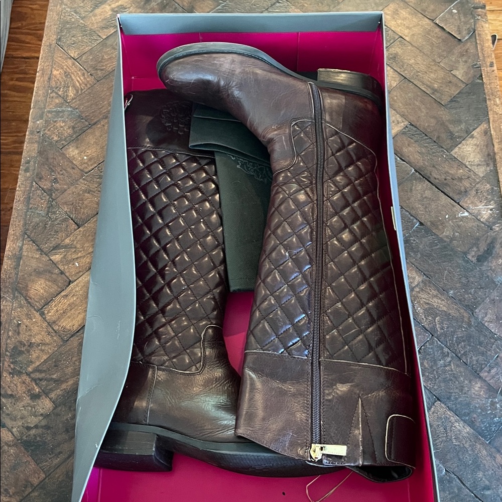 Vince Camuto Brown Leather Riding Boots 8M